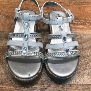 Girls size 10 white sandals with jewels